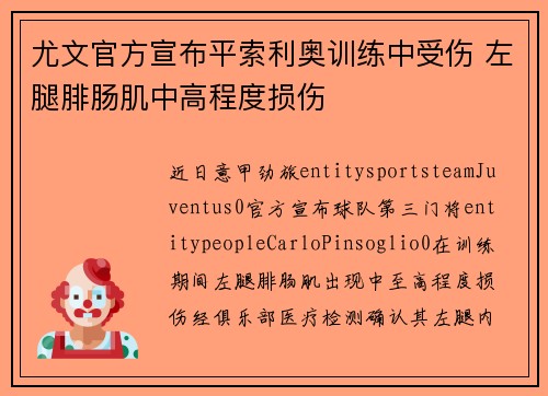 尤文官方宣布平索利奥训练中受伤 左腿腓肠肌中高程度损伤 尤文官方宣布平索利奥训练中受伤 左腿腓肠肌中高程度损伤